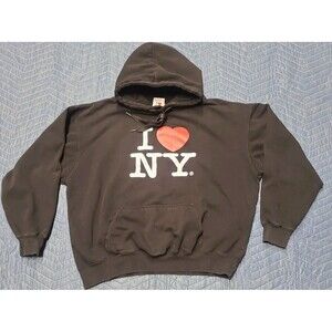 I ❤️ NEW YORK Graphic Hoodie Men's XL Black Sweatshirt Vintage 2000s NYC grunge